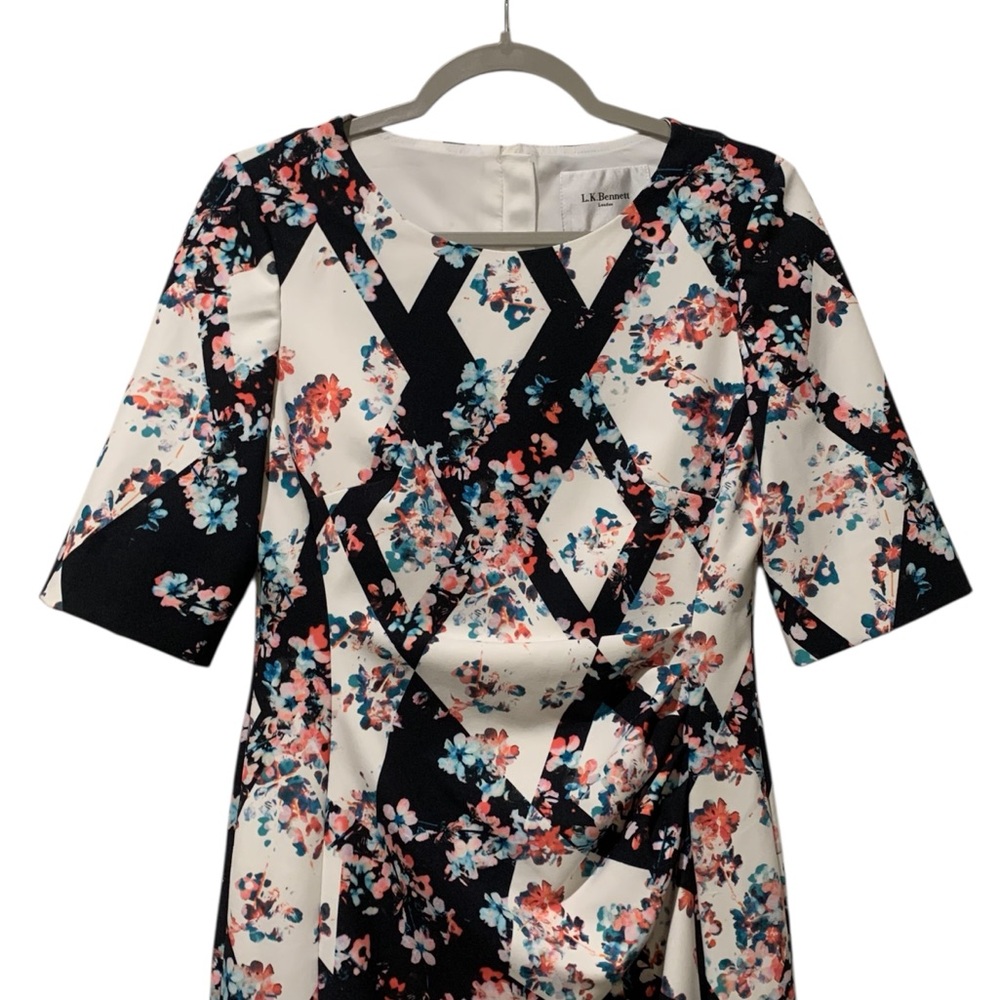 L.K. Bennet Crystal Floral Sheath Dress Short Sleeves 8 - Picture 4 of 10